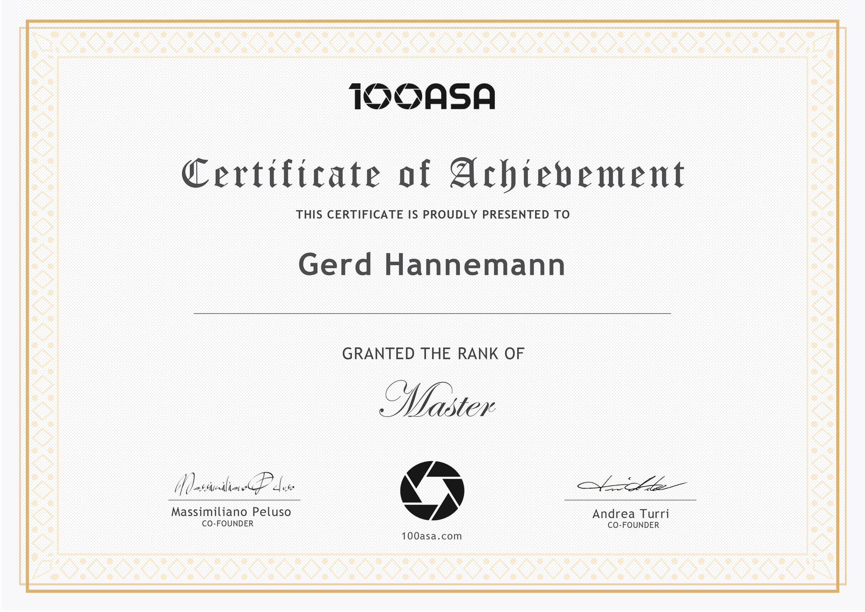 MASTER - Certificate of Achievement